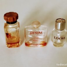 Miniaturas de perfumes antiguos: LOTE DE TRES FRASCOS CRISTAL OPIUM, HERMÈS Y LOEWE. AÑOS 70. Lote 255539135