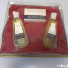 Miniaturas de perfumes antiguos: ANTIGUO ESTUCHE COLONIAS Y JABÓN TROVADOR LOCION SUPER. Lote 268121874
