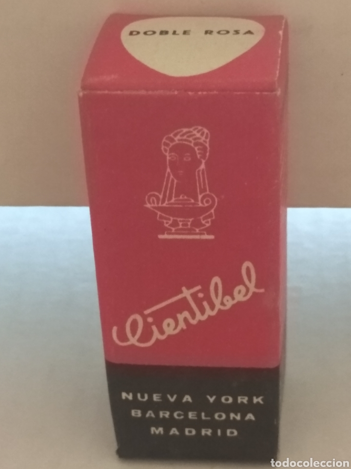 Miniaturas de perfumes antigos: CIENTIBEL L&Agrave;PIZ LABIOS, ANTIGUA MUESTRA. COLOR DOBLE ROSA.