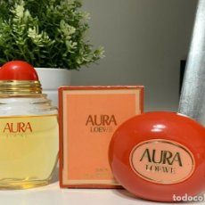 Miniaturas de perfumes antiguos: AURA DE LOEWE EAU DE TOILETTE NO COMPLETA MÁS JABÓN A ESTRENAR. Lote 321538233