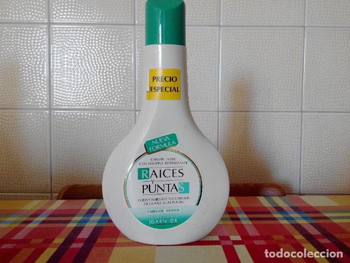 Miniaturas de perfumes antiguos: CHAMPU RAICES Y PUNTAS - GARNIER - DESCATALOGADO - NUEVO SIN USAR - DE 300 ML -