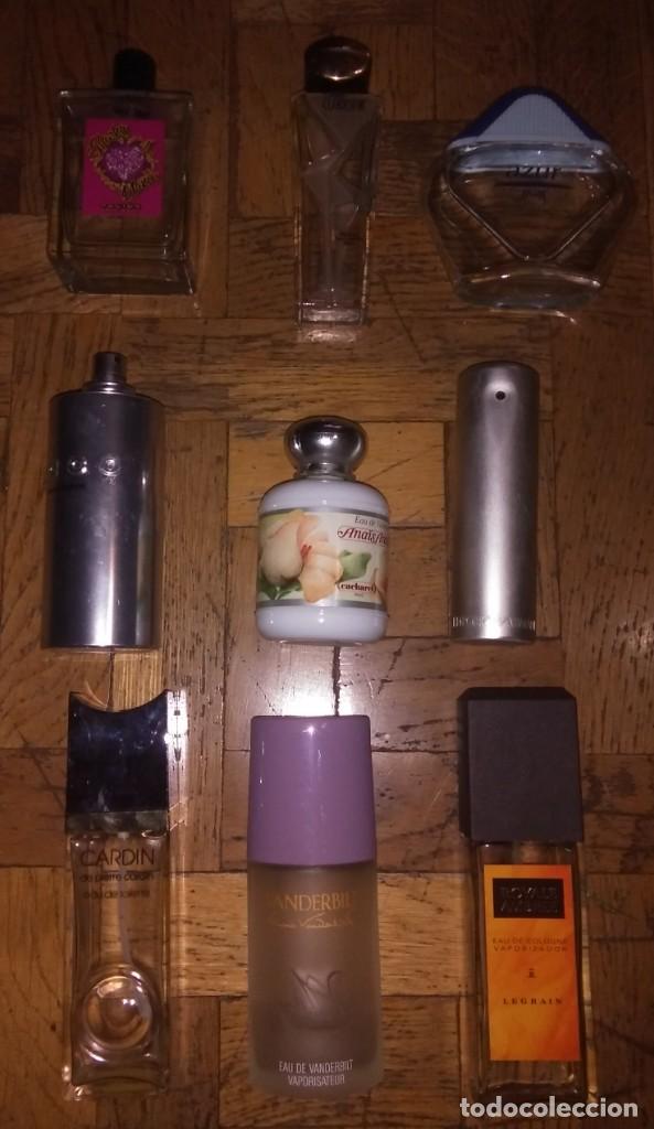 Miniaturas de perfumes antiguos: Lote 9 frascos vac&iacute;os de colonia