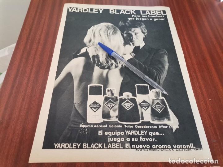 Miniaturen von alten Parf&uuml;men: PERFUME COLONIA YARDLEY BLACK LABEL HOMBRE ANUNCIO PUBLICIDAD REVISTA 1971 ESPECIAL PARA ENMARCAR