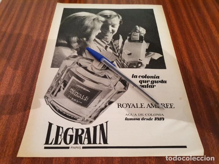 Miniaturen von alten Parf&uuml;men: PERFUME COLONIA HOMBRE ROYALE AMBREE LEGRAIN PAR&Iacute;S ANUNCIO PUBLICIDAD REVISTA 1974