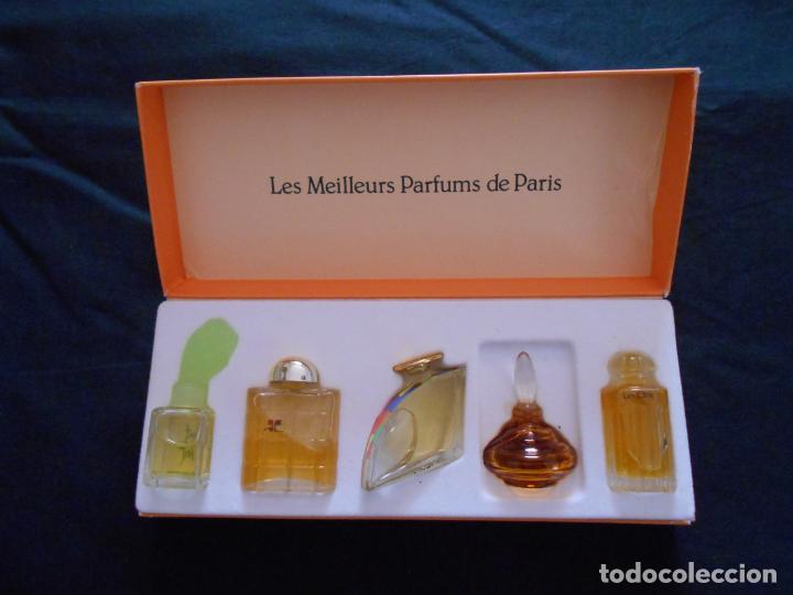 Miniaturas de perfumes antiguos: ESTUCHE CON 5 FRASCOS MINIATURA DE PERFUMES - SOCIETE GENERALE DE PARFUMEIRE - MONTE-CARLO-MONACO