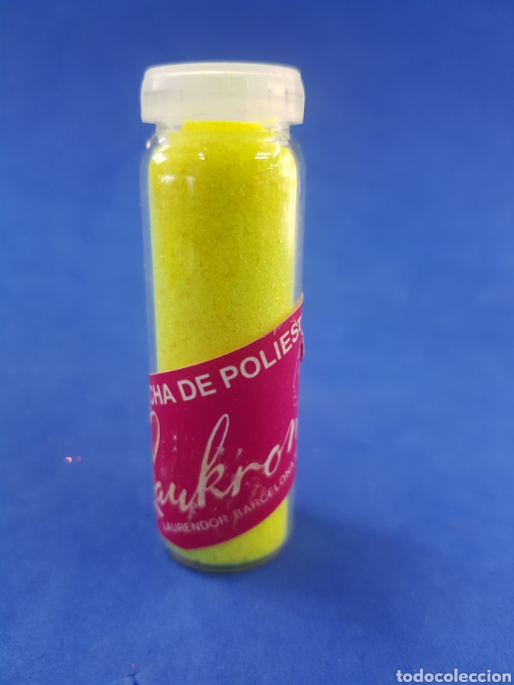 Miniaturen von alten Parf&uuml;men: Laukrom escarcha de poli&eacute;ster amarillo fosforescente, 8grs,a&ntilde;os 1980