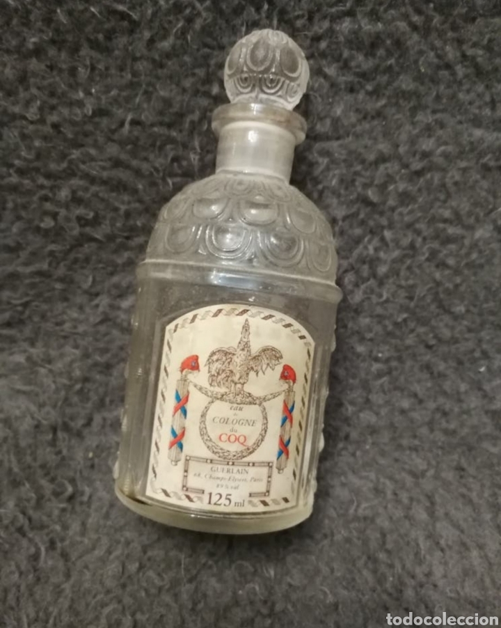 Miniaturas de perfumes antiguos: Eau de cologne coq. Gerlain paris. 125 ml. Botella de cristal