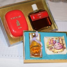 Miniaturas de perfumes antiguos: MANHATTAN Y MANDALAY / 2 PRECIOSOS ESTUCHES DE COLONIA Y JABONES/ VERA ESPAÑA ¡MIRA FOTOS Y DETALES!