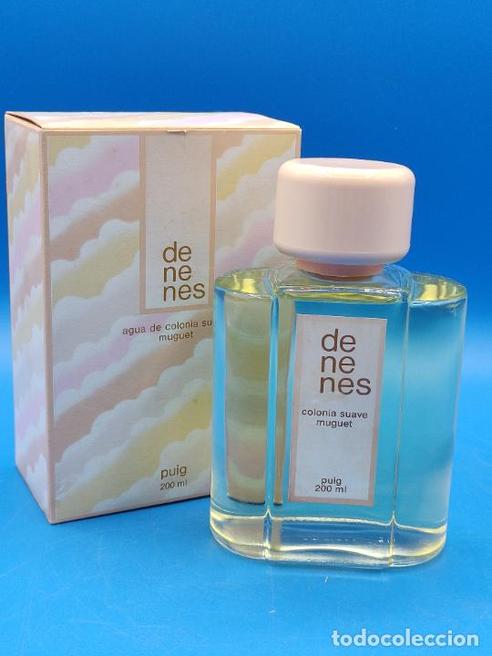 Miniaturas de perfumes antiguos: BOTE DE COLONIA SUAVE MUGUET DENENES DE PUIG 200 ML