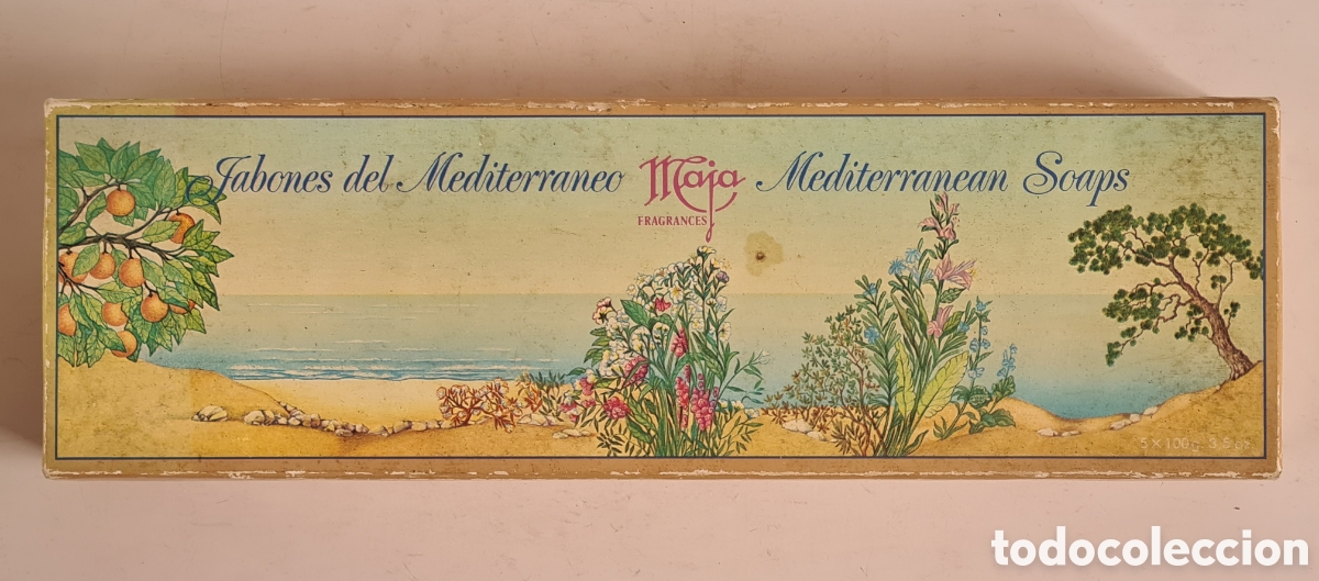 Miniaturas de perfumes antigos: Caja grande Jabones del Mediterr&aacute;neo Maja Myrurgia - Completa 5 Fragancias Frutos &Aacute;mbar Flores...