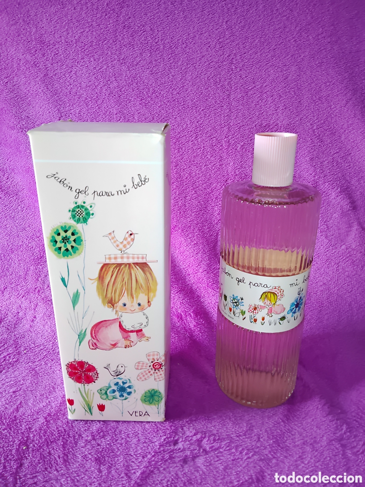 Miniaturas de perfumes antigos: ANTIGUO JAB&Oacute;N GEL PARA MI BEB&Eacute;, VERA. 1LITRO. A&Ntilde;OS 70 EN SU CAJA ORIGINAL