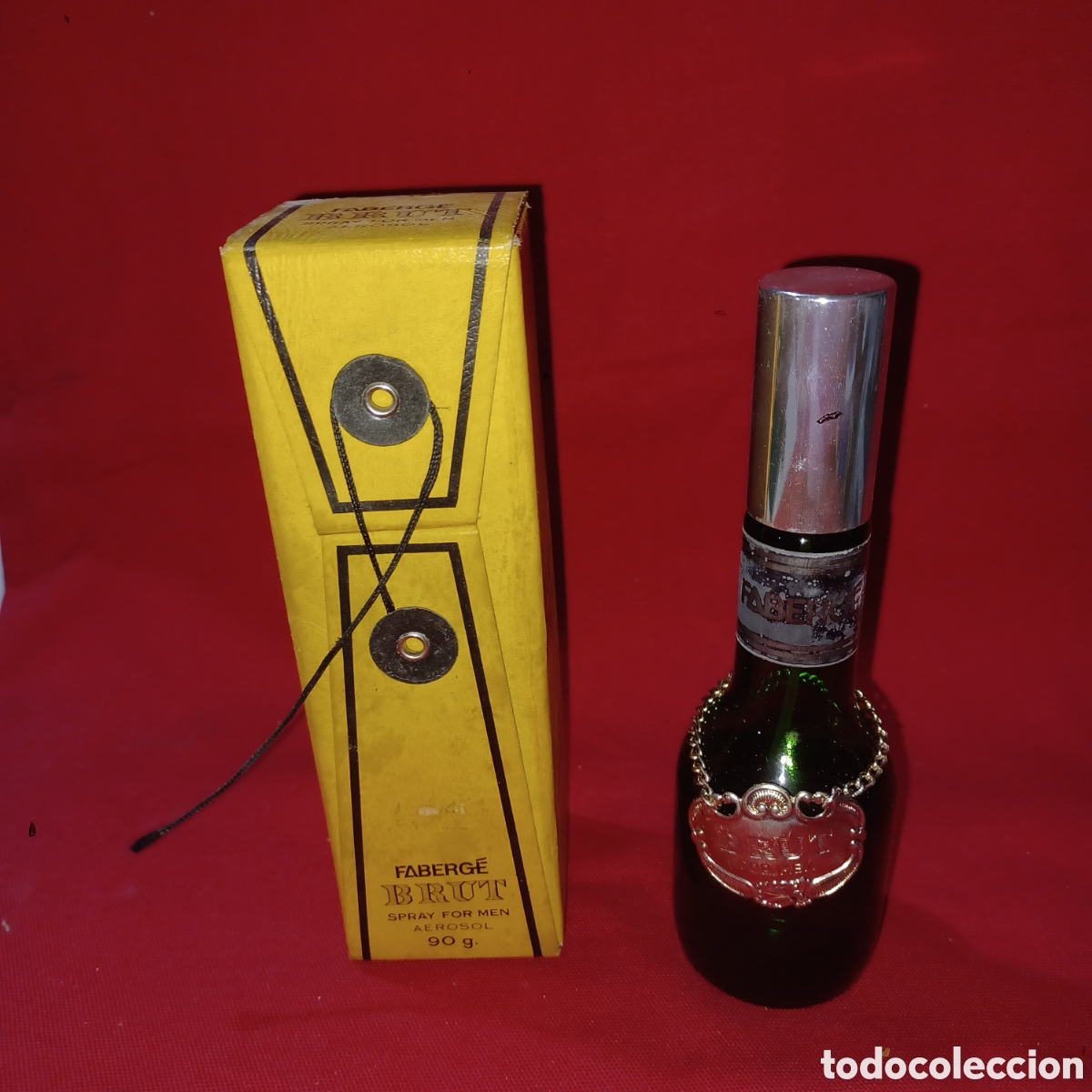 Miniatures of antique perfumes: Frasco aerosol FABERGE BRUT 90 g casi completo con caja