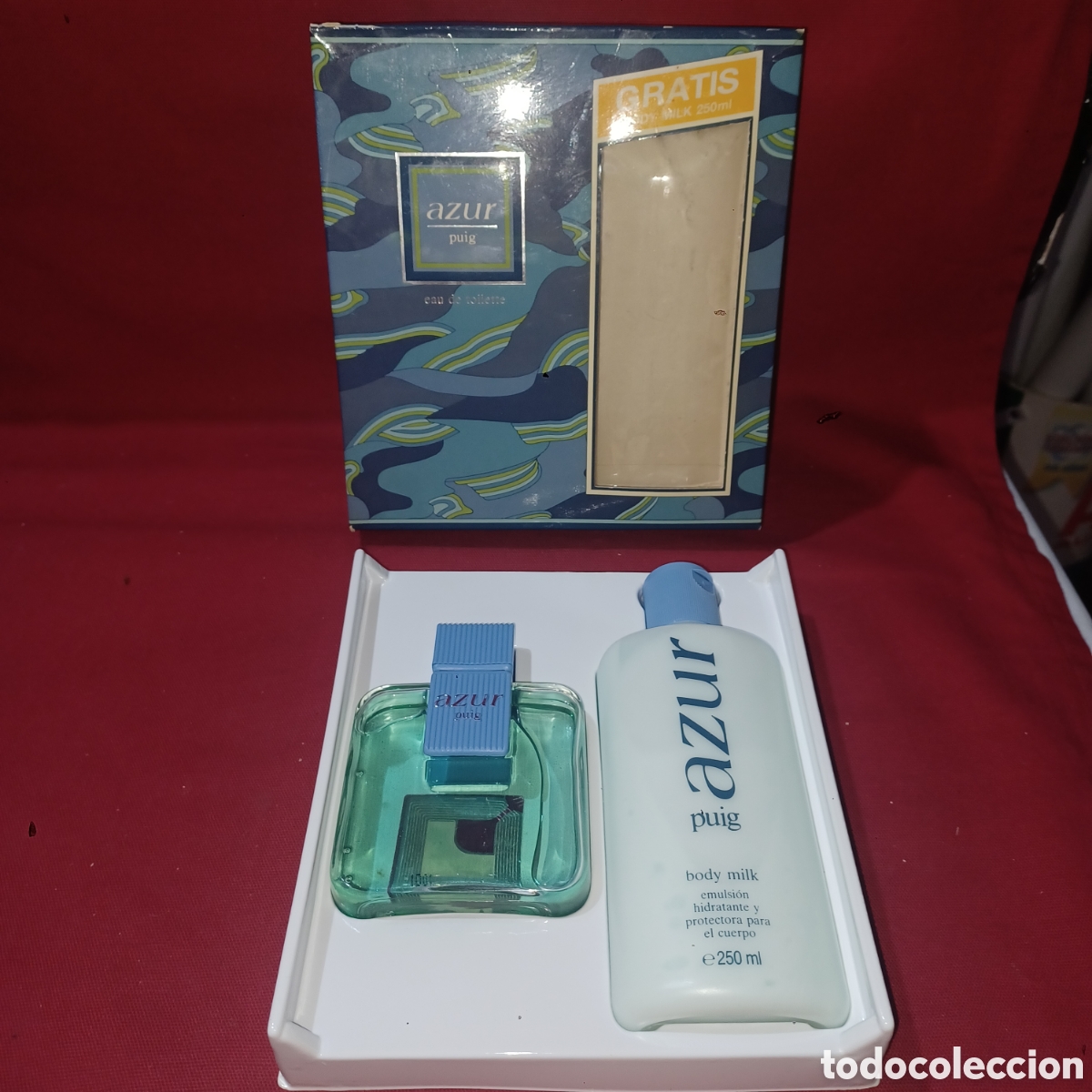 Miniaturas de perfumes antiguos: Pack Colonia 100 ml. y body Milk 250ml. Azur Puig nuevo