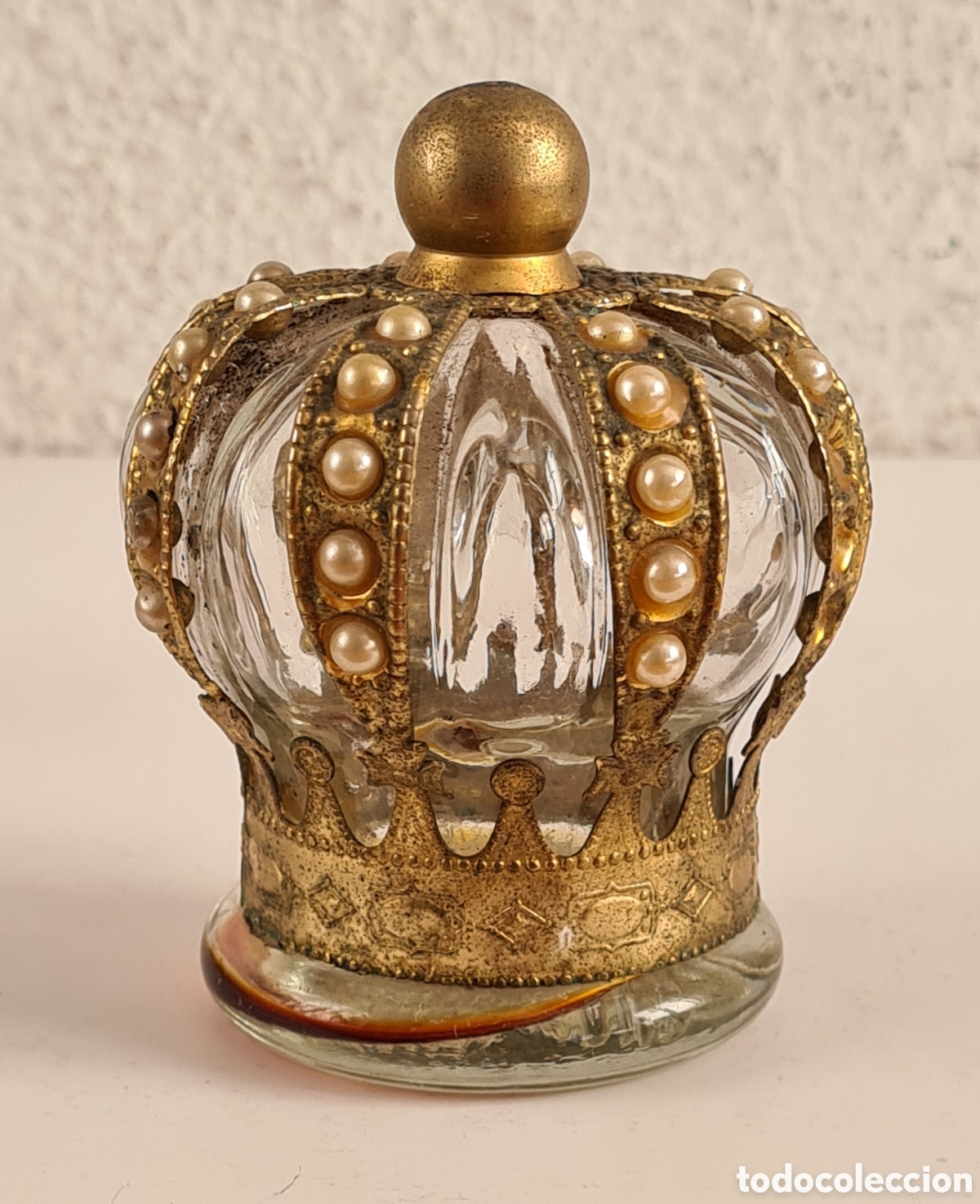 Miniaturas de perfumes antiguos: Frasco vac&iacute;o Perfume Myrna Pons Corona Real con Perlas - Colonia Esencia Decoraci&oacute;n Perfumer&iacute;a