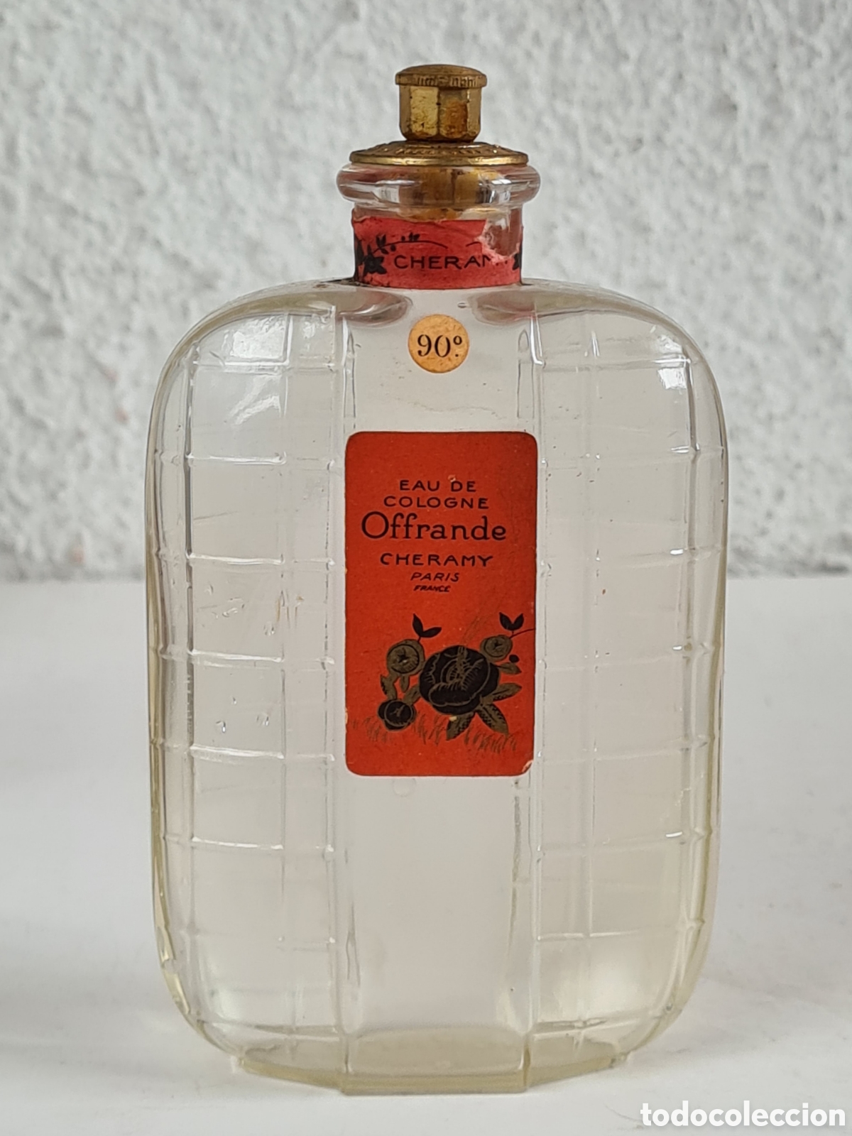 Miniaturas de perfumes antiguos: Frasco vac&iacute;o Perfume Eau de Cologne Offrande Cheramy Paris France
