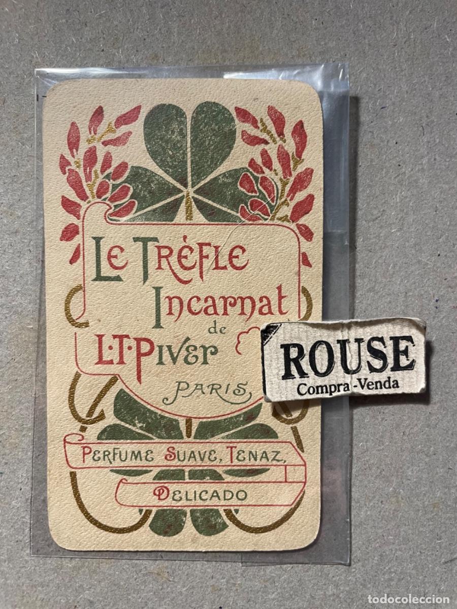 Miniaturas de perfumes antiguos: PERFUMES - ANTIGUA TARJETA PERFUMADA/CALENDARIO 1901 LE TR&Eacute;FLE INCARNAT DE L.T.PIVER PARIS PERFUME S