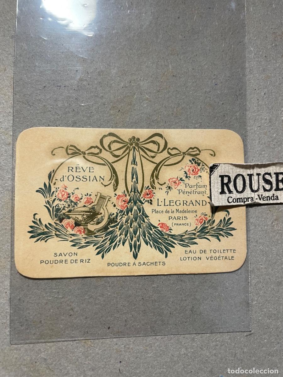 Miniaturas de perfumes antiguos: PERFUMES - ANTIGUA TARJETA PERFUMADA - R&Eacute;VE D'OSSIAN PARFUM P&Eacute;N&Eacute;TRANT L-LEGRAND - LENGUAJE DE LOS PE