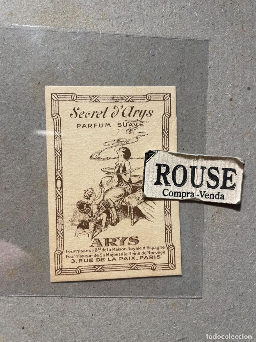 Miniaturen von alten Parf&uuml;men: PERFUMES - ANTIGUA TARJETA PERFUMADA - SECRET D'ARYS PARFUM SUAVE ARYS PARIS, COMERCIAL AN&Oacute;NIMA VICE