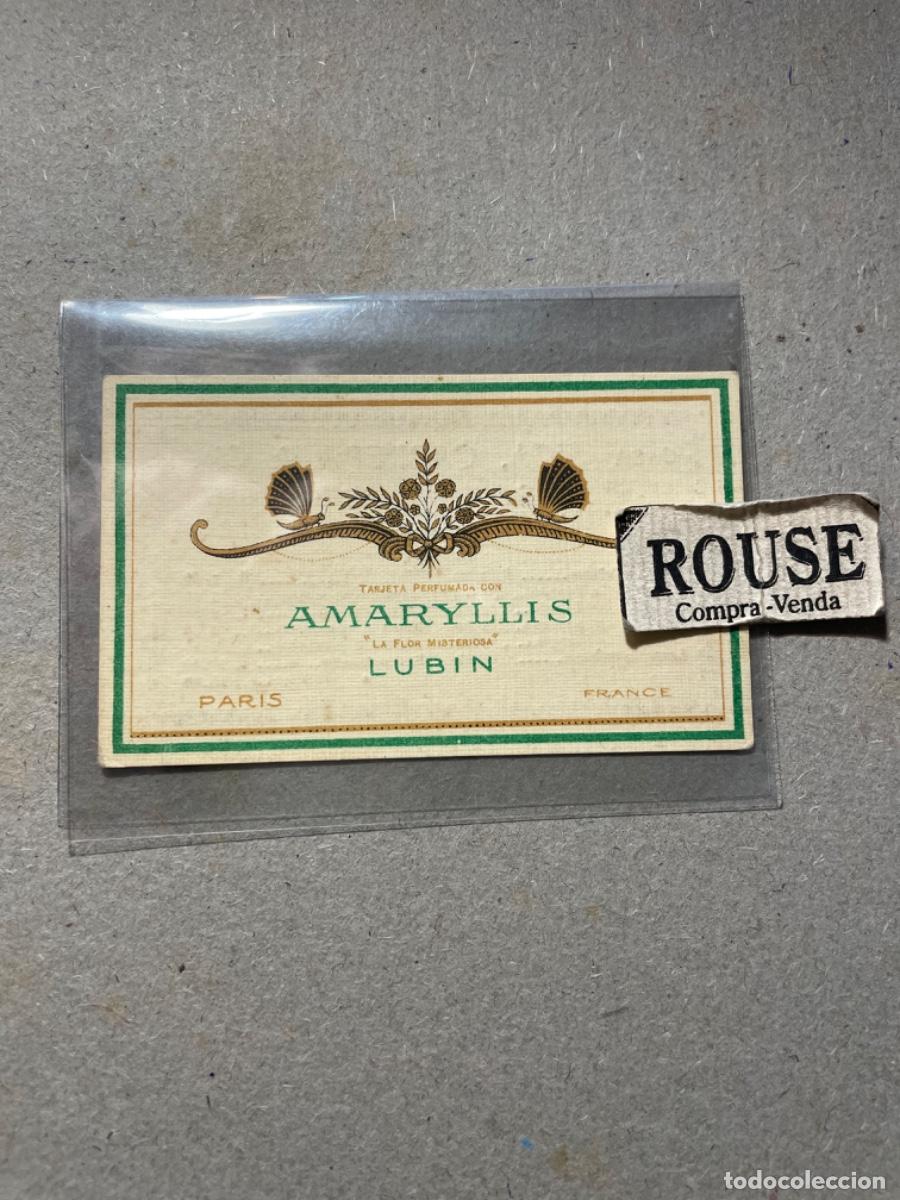 Miniaturen von alten Parf&uuml;men: PERFUMES - ANTIGUA TARJETA PERFUMADA - CON AMARYLLIS ''LA FLOR MISTERIOSA'' LUBIN - PARIS FRANCE -