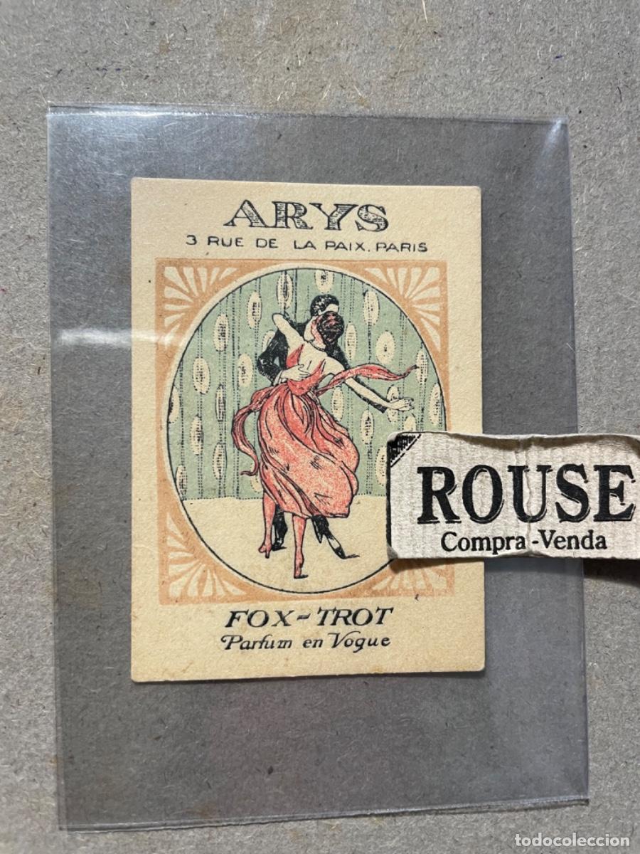 Miniaturen von alten Parf&uuml;men: PERFUMES - ANTIGUA TARJETA PERFUMADA - ARYS 3 RUE DE PAIX PARIS - FOX.TROT PARFUM EN VOGUE, FERRETER