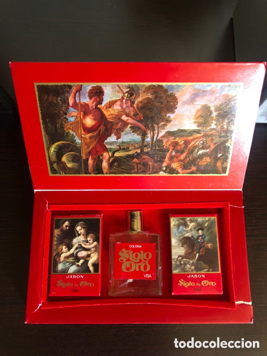 &Eacute;chantillons de parfums anciens: SET - SIGLO DE ORO - VERA ESPA&Ntilde;A - CON UNA COLONIA Y DOS JABONES EN CAJA ORIGINAL
