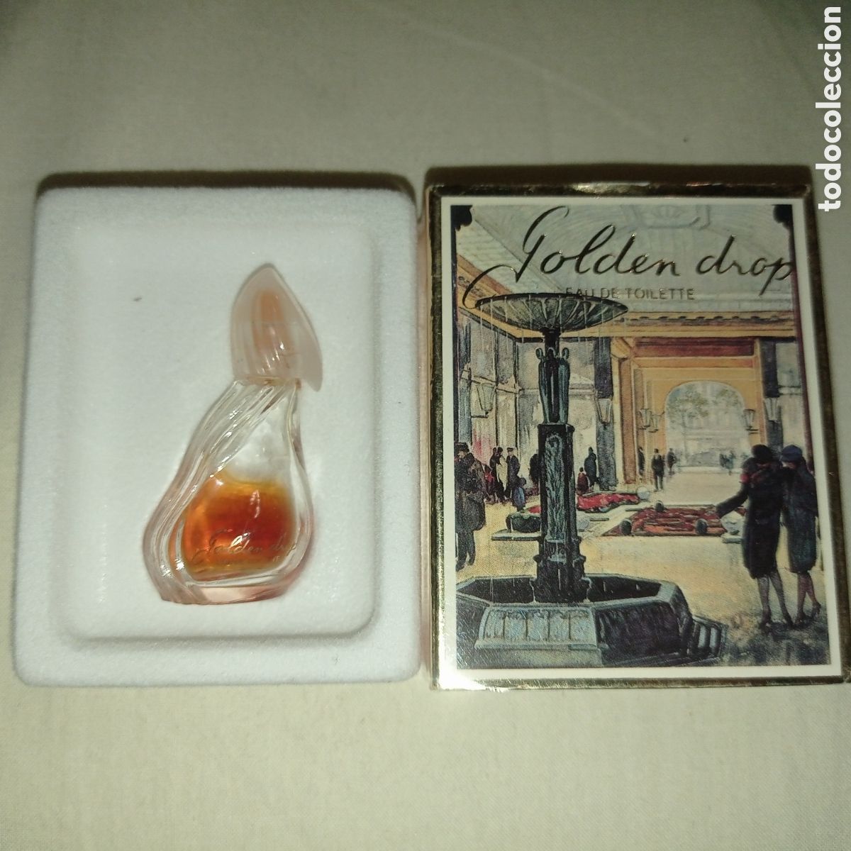 Miniaturas de perfumes antiguos: Perfume GOLDEN DROP de perfumes REICHENBACH,Paris, miniatura de 3.5 ml,a&uacute;n con contenido