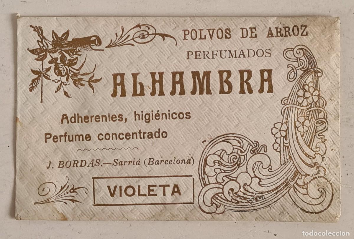 &Eacute;chantillons de parfums anciens: Antiguo Sobre Alhambra Polvos Arroz Perfumados - Aroma Violeta - Precinto Sarri&agrave; J. Bordas Barcelona