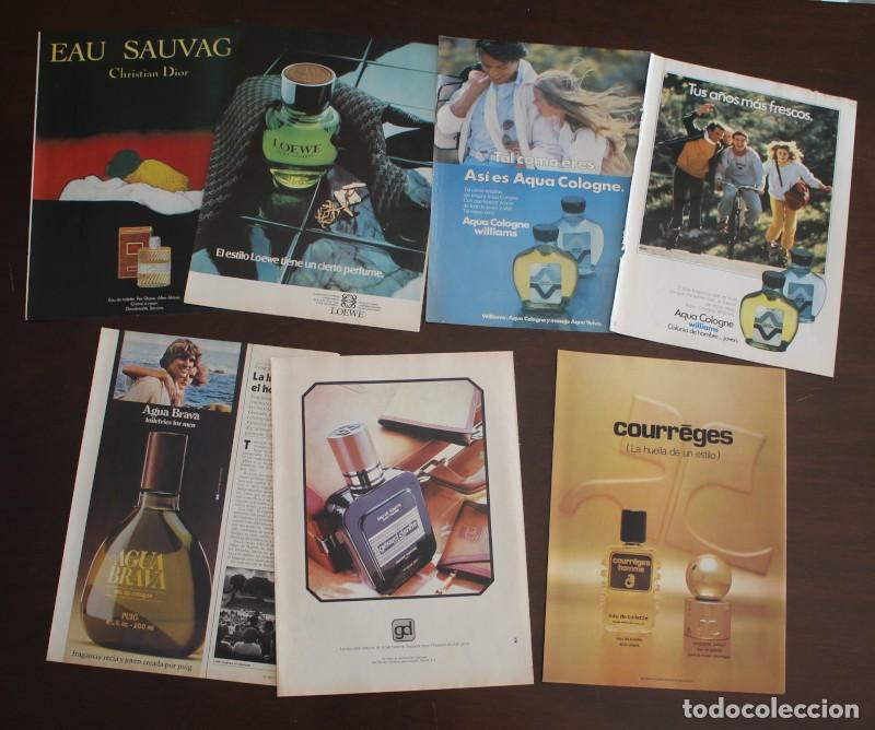 Miniature di profumi antiche: LOTE 7 RECORTES PUBLICIDAD AQUA BRAVA CHRISTIAN DIOR LOEWE WILLIAMS COURREGES&hellip; 28X21 CMS.