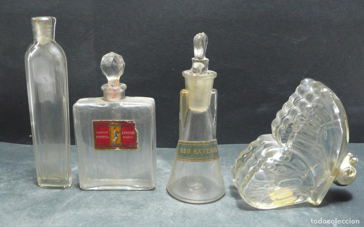 Miniaturas de perfumes antiguos: cuatro botellas de perfume - Foto 1