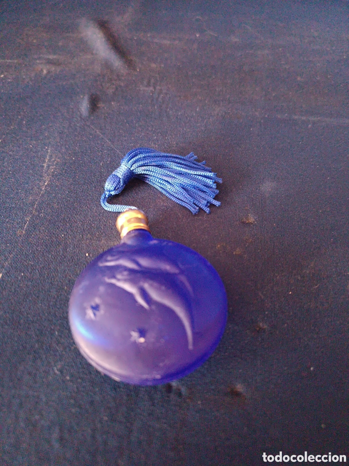 Miniaturas de perfumes antiguos: Botella azul de perfume - Foto 4