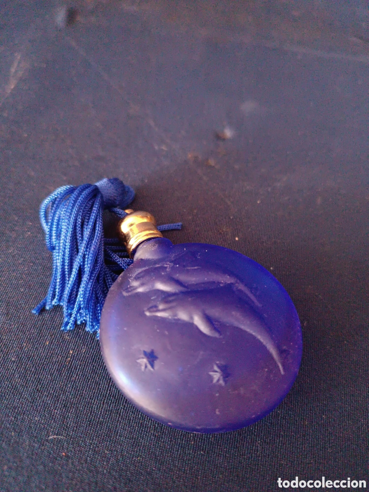 Miniaturas de perfumes antiguos: Botella azul de perfume - Foto 5
