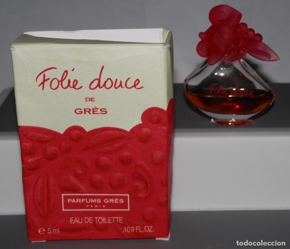 Miniaturas de perfumes antiguos: FRASCO MINIATURA DEL PEEFUME FOLI&Eacute; DOUCE DE GR&Eacute;S - Foto 1