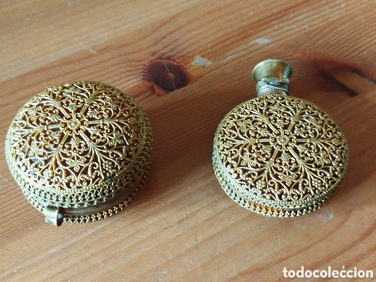 Miniaturas de perfumes antiguos: Polvera y frasco de perfume - Foto 3