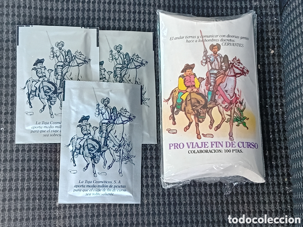 Miniaturas de perfumes antiguos: Lote 3 toallitas de colonia vintage a&ntilde;os 80 Don Quijote y Sancho Panza de Cervantes LA TOJA