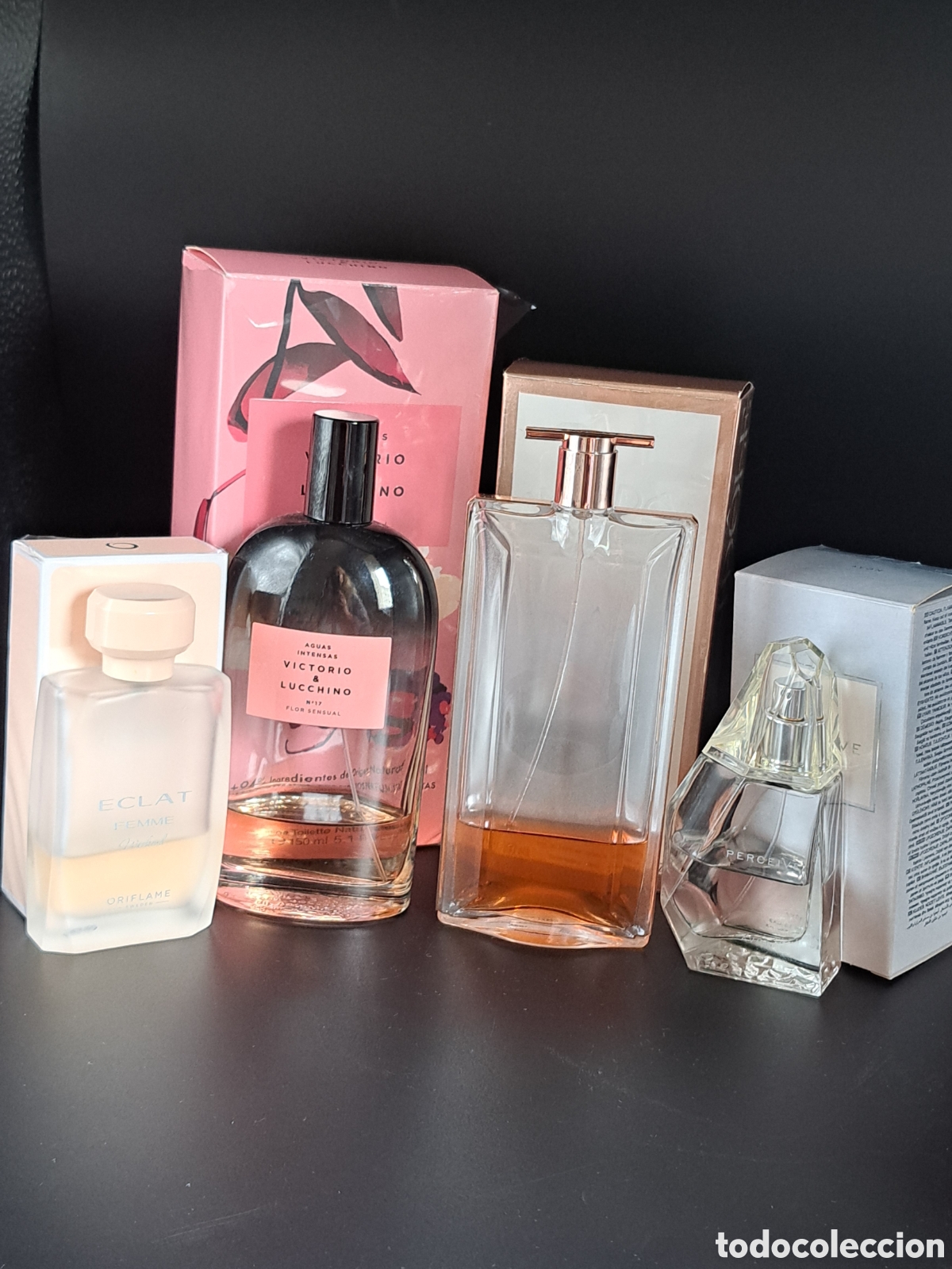 Miniaturas de perfumes antiguos: Lote de 4 perfumes IDOLE aura Lanc&ocirc;me, ORFLAME eclat Femme wukend, Percive de Avon y Flor Sensual 17