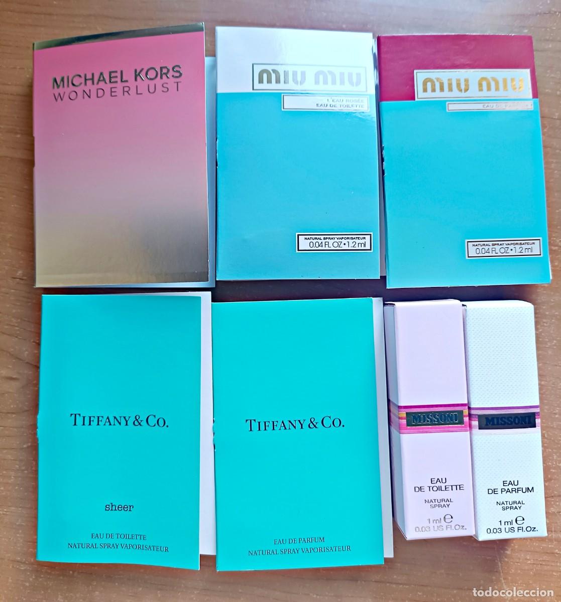 Miniaturas de perfumes antiguos: Lote muestras perfumes Miu Miu Tiffany MK Missoni mujer