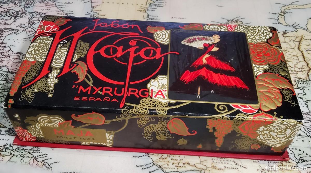 Miniaturas de perfumes antiguos: ESTUCHE DE JABONES Y COLONIA MAJA DE MYRURGIA. NUEVO A ESTRENAR. ESPECTACULAR ESTADO