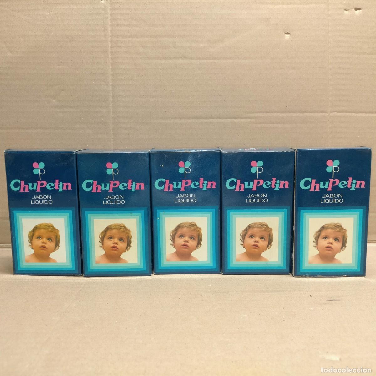 Miniaturas de perfumes antiguos: LOTE 5 FASCOS JABON LIQUIDO CHUPETIN