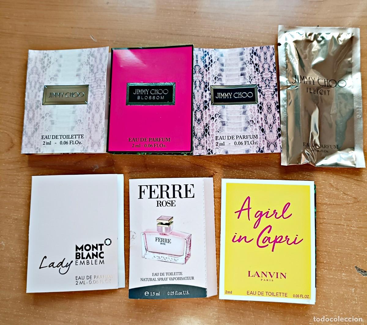 Miniaturas de perfumes antiguos: Lote muestras perfumes mujer Jimmy Choo Ferre Lanvin Mont Blanc