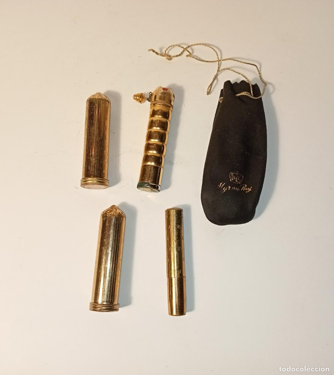 Miniaturas de perfumes antiguos: 4 BARRAS DE LABIOS ANTIGUAS