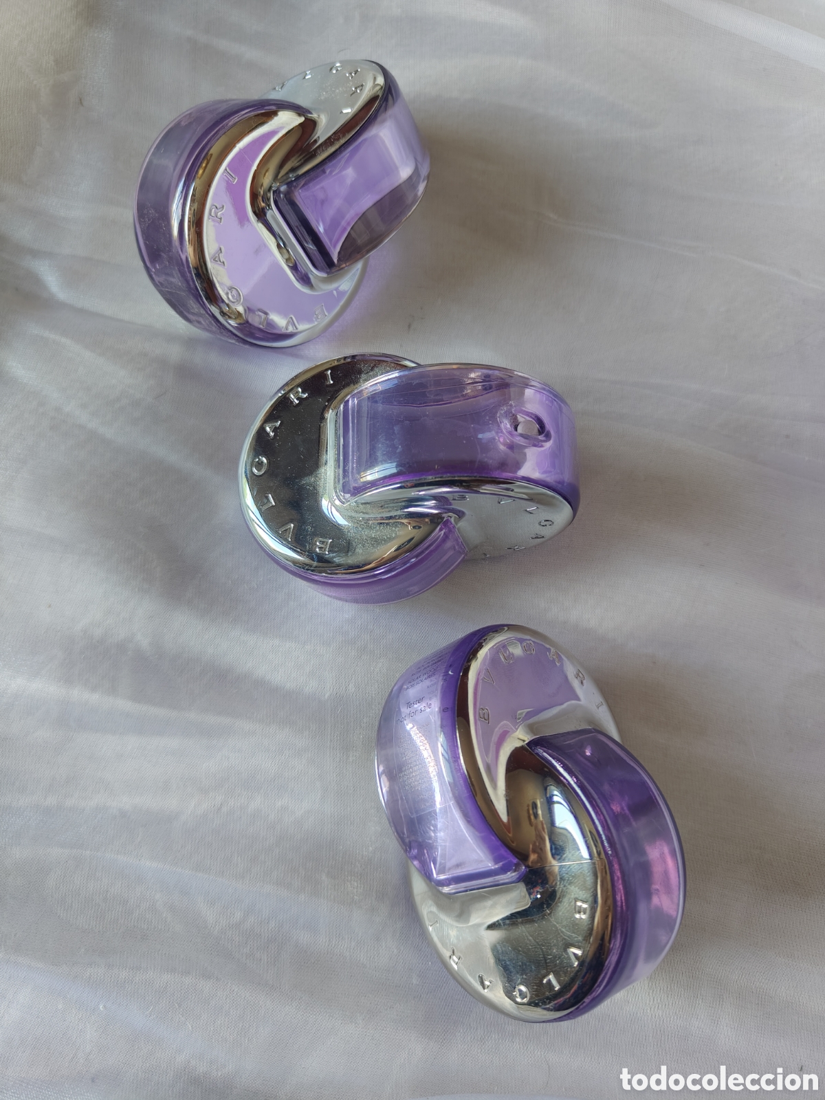 Miniaturas de perfumes antiguos: Frascos vac&iacute;os perfume Omnia Amethyste Bvlgari colecci&oacute;n
