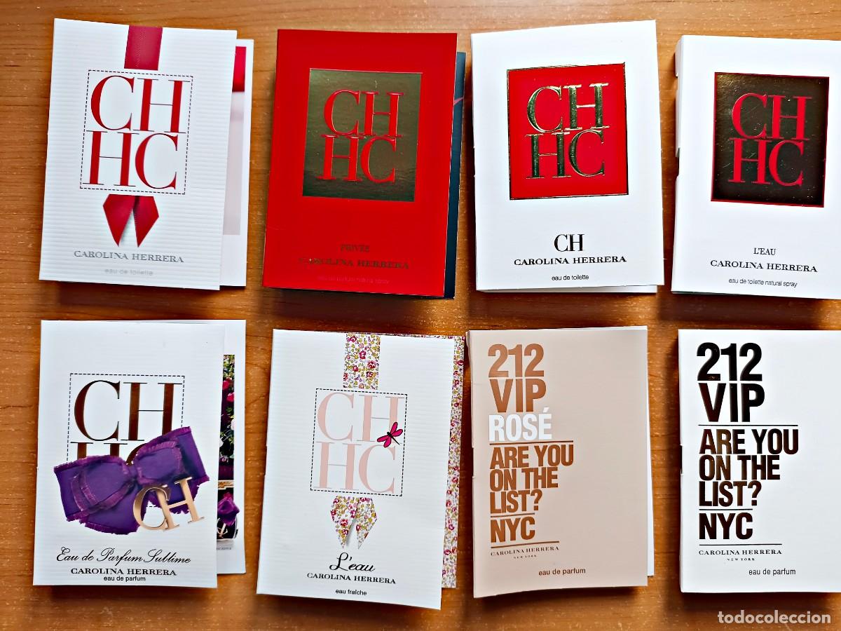 Miniaturas de perfumes antiguos: Lote de 8 muestras de perfumes de Carolina Herrera para mujer