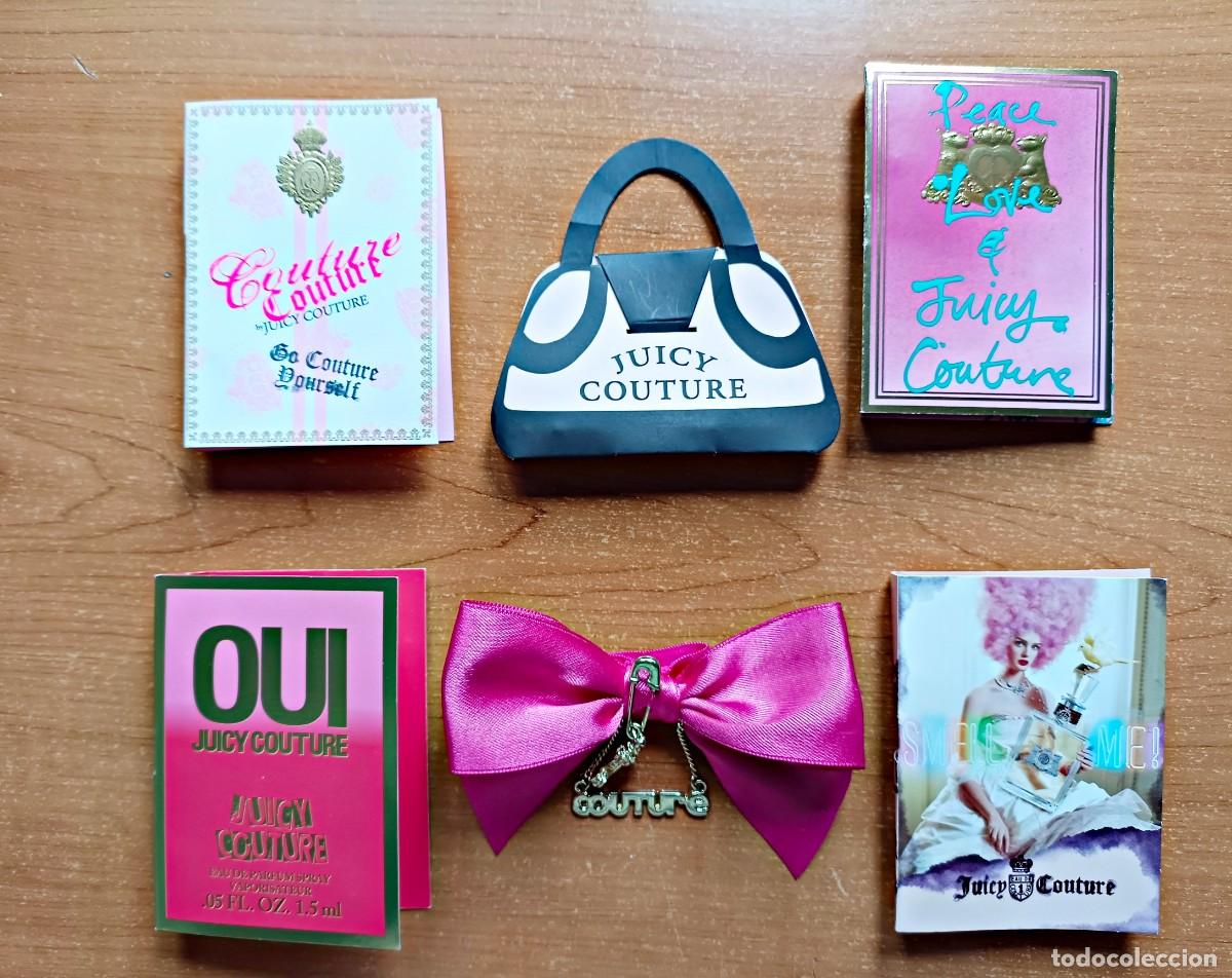 Miniaturas de perfumes antiguos: Lote de 5 muestras de perfumes de Juicy Couture + lazo con charm