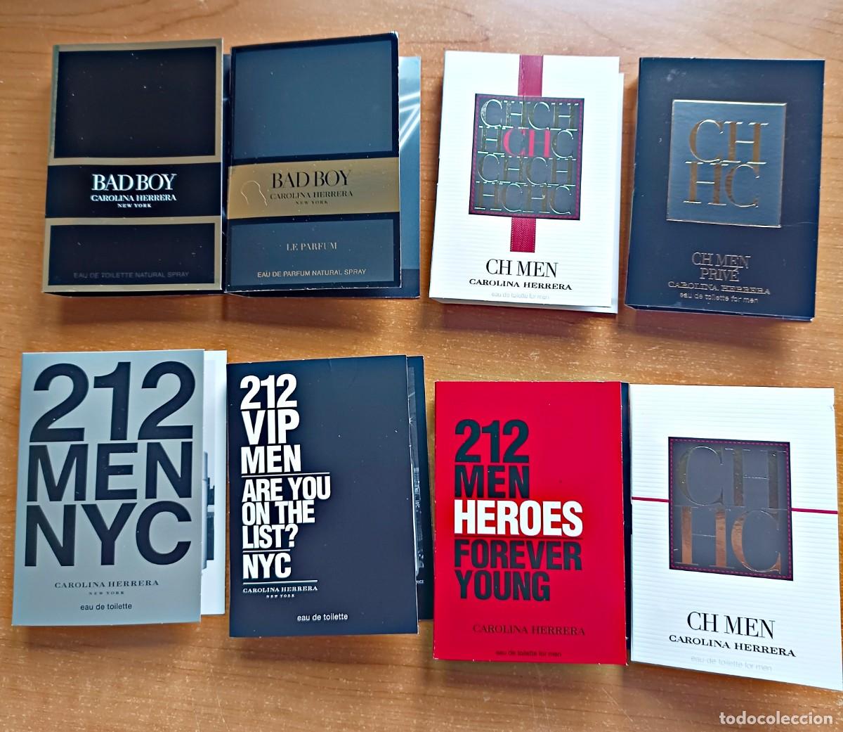 Miniaturas de perfumes antiguos: Lote 8 muestras de perfumes Carolina Herrera hombre
