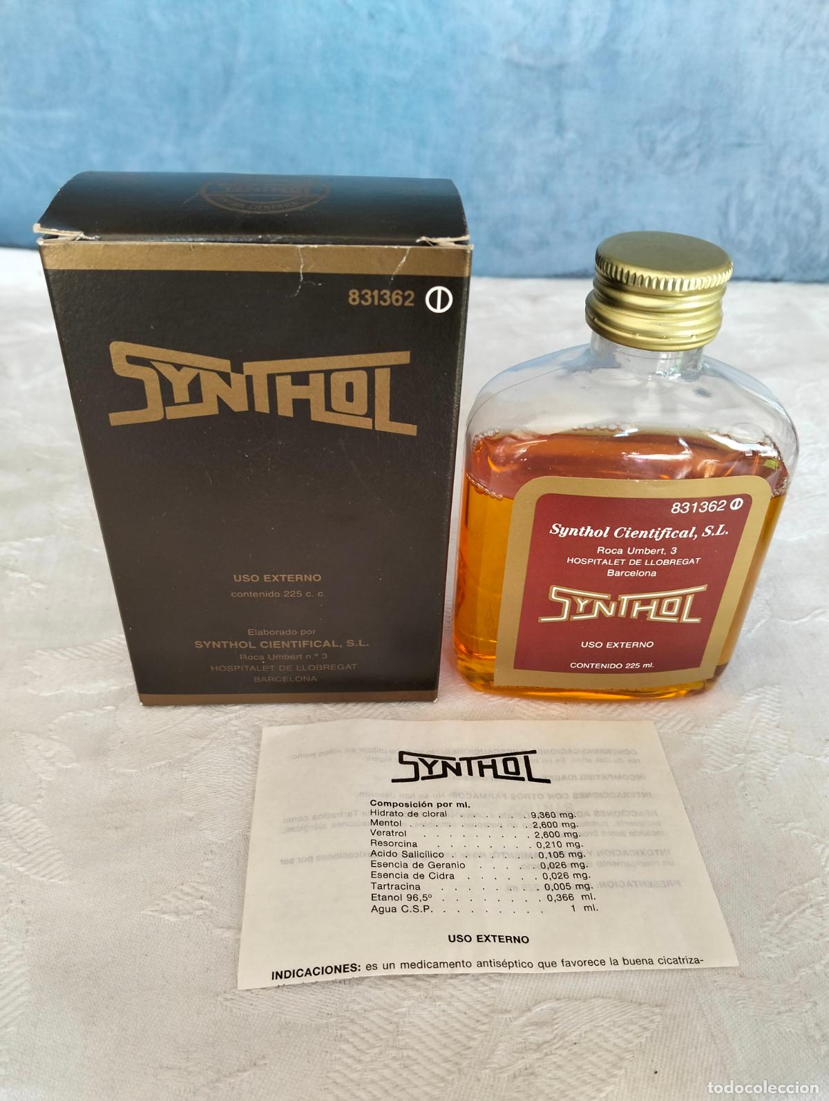 Miniaturen von alten Parf&uuml;men: Synthol hidrato de cloral mentol veratrol bote frasco loci&oacute;n aceite