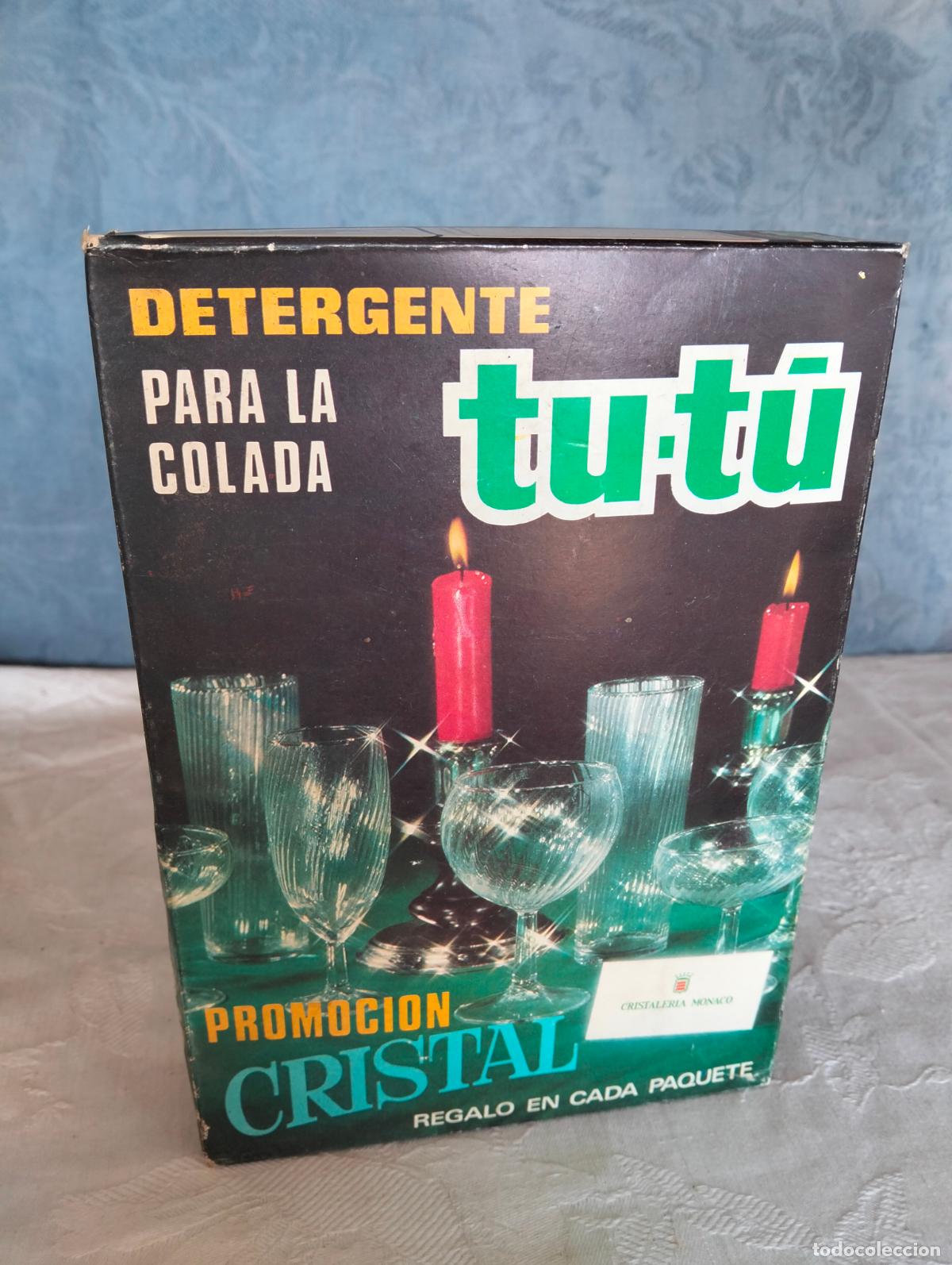 Miniaturas de perfumes antigos: Detergente para la colada tu-t&uacute; tut&uacute; promoci&oacute;n cristal caja paquete de cart&oacute;n jab&oacute;n a&ntilde;os 70-80