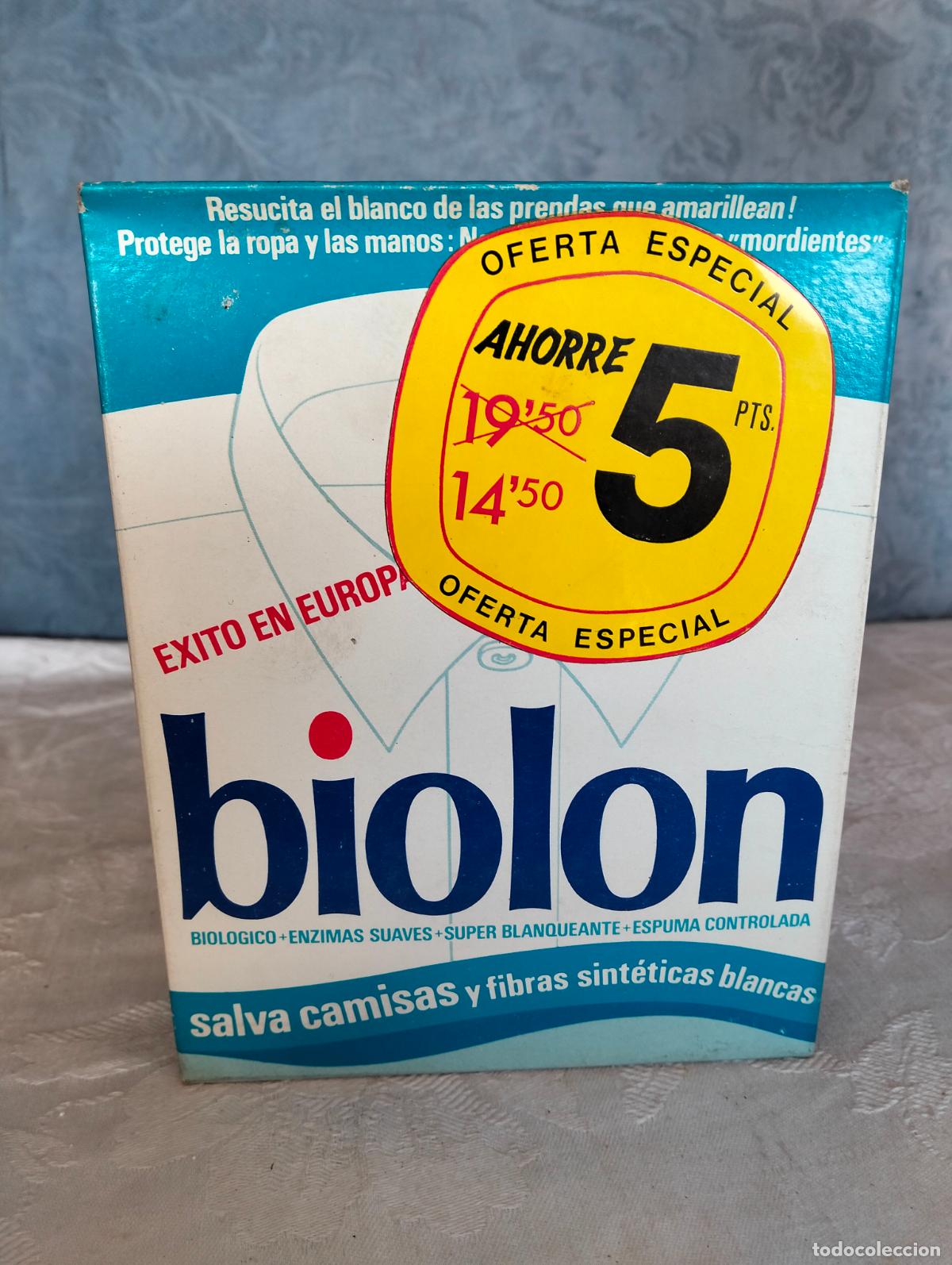Miniaturas de perfumes antigos: Detergente para la colada biolon caja paquete de cart&oacute;n jab&oacute;n a&ntilde;os 70-80 sin estrenar
