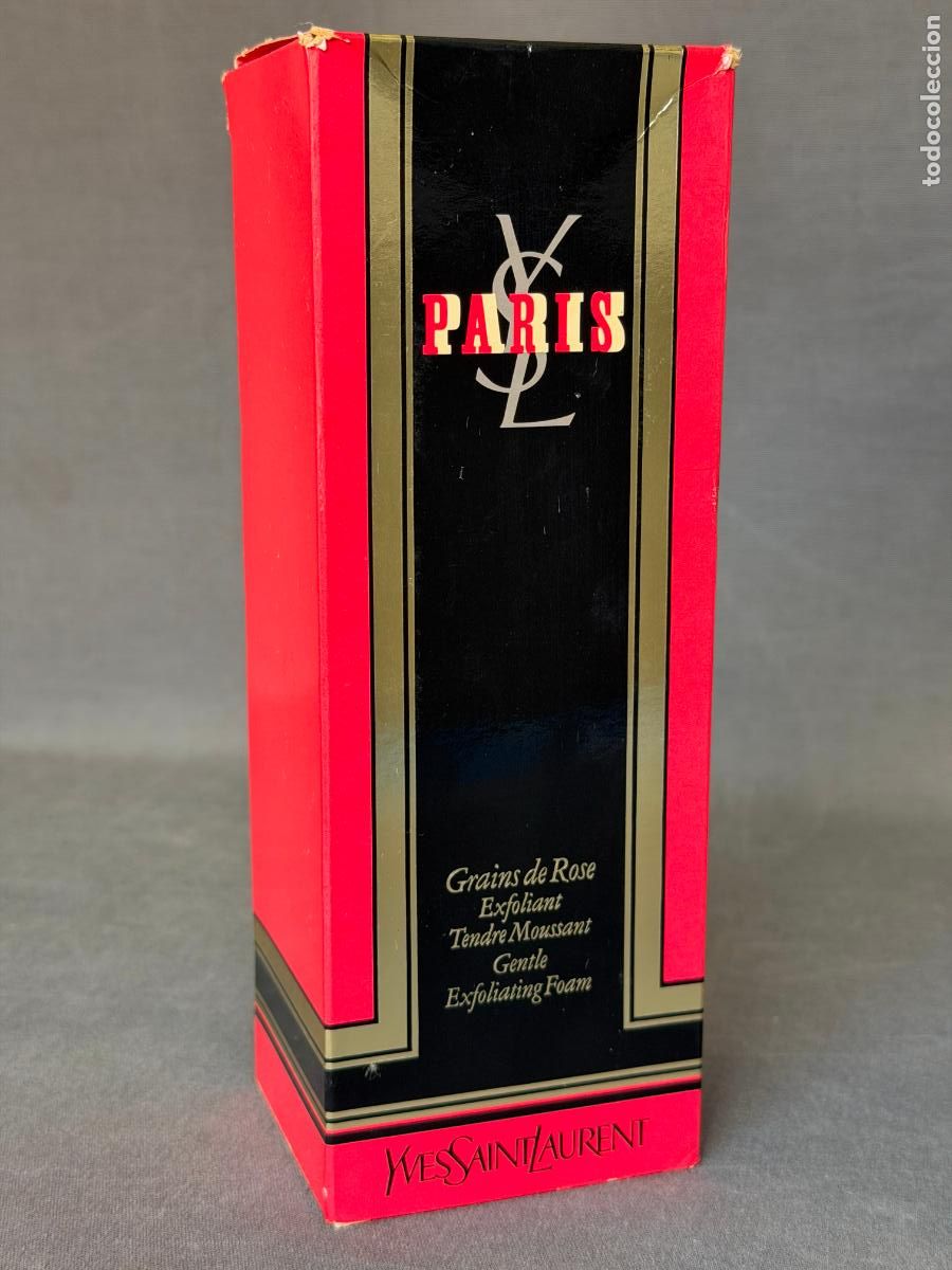 Miniaturas de perfumes antiguos: Vintage Paris de Yves Saint Laurent, grains de rose exfoliant , 200 ml, nuevo , 1980s.