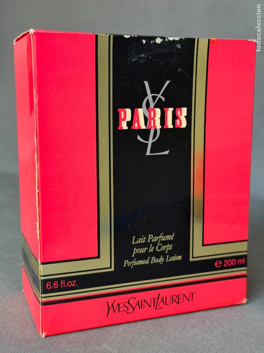 Miniaturas de perfumes antiguos: Vintage Paris de Yves Saint Laurent, lait parfum&eacute; , 200 ml, nuevo , 1980s.