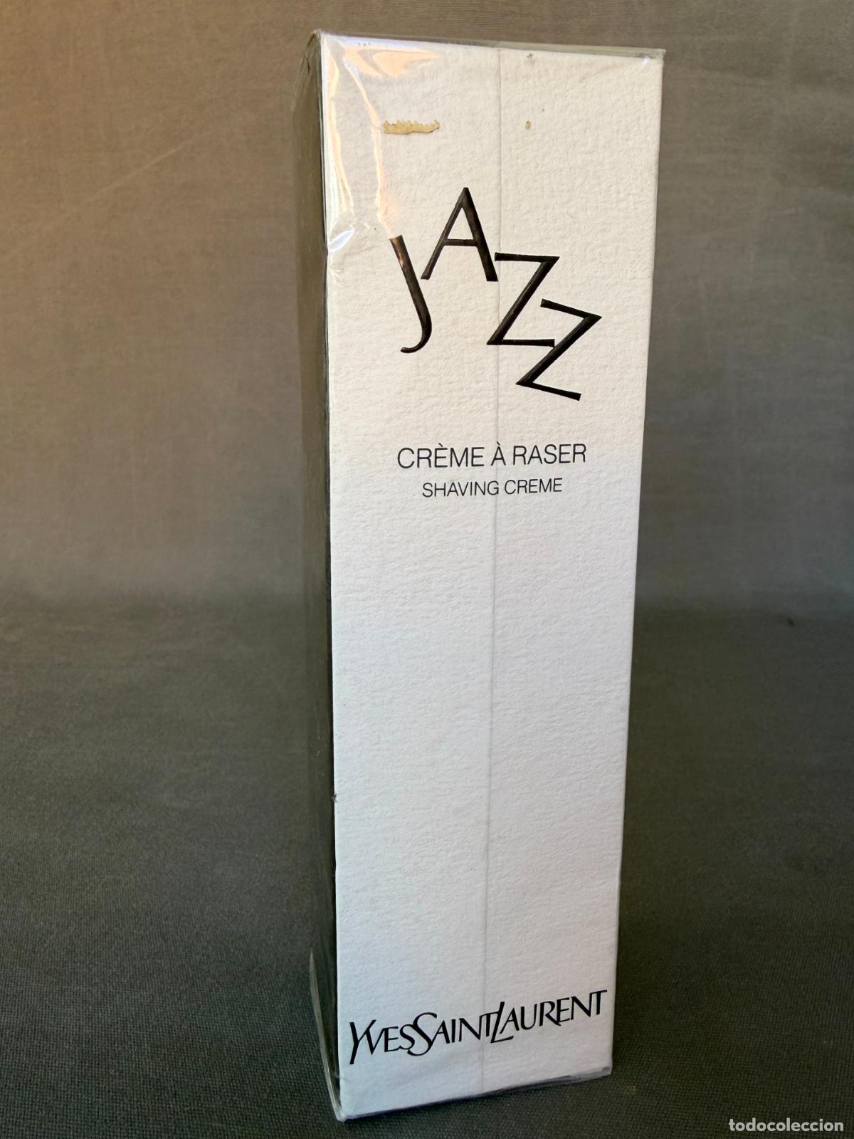 Miniaturas de perfumes antiguos: Vintage Jazz de Yves Saint Laurent, cr&egrave;me a raser , shaving creme ,100 ml, nuevo , de 1990 aprox.